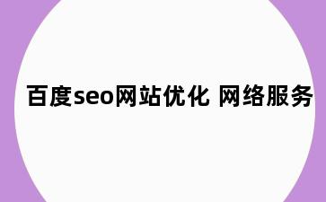 百度seo网站优化 网络服务